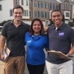 Two male canvassers from San Francisco with candidate Elizabeth Guzman of Virginia