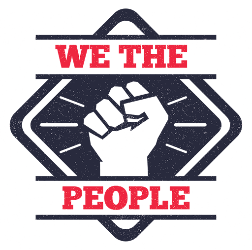 We The People Michigan logo of a fist inside a four-sided diamond outline
